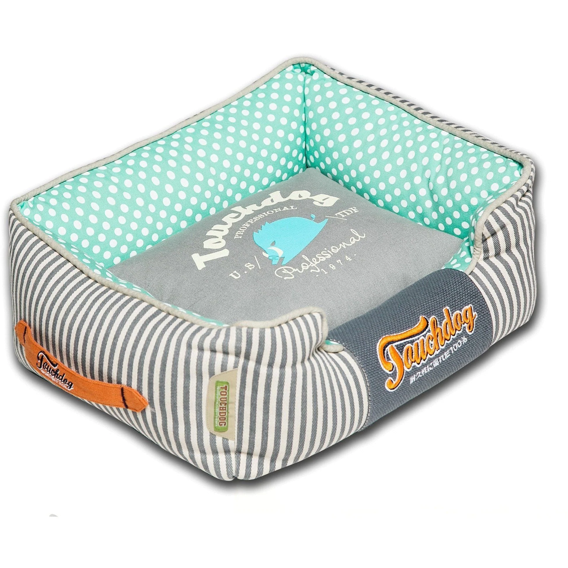 Touchdog ® 'Polka-Striped' Rectangular Designer Premium Dog Bed - Image 11