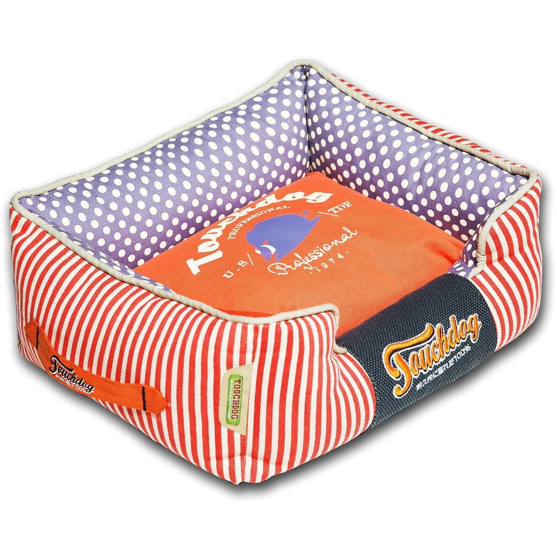 Touchdog ® 'Polka-Striped' Rectangular Designer Premium Dog Bed - Image 12