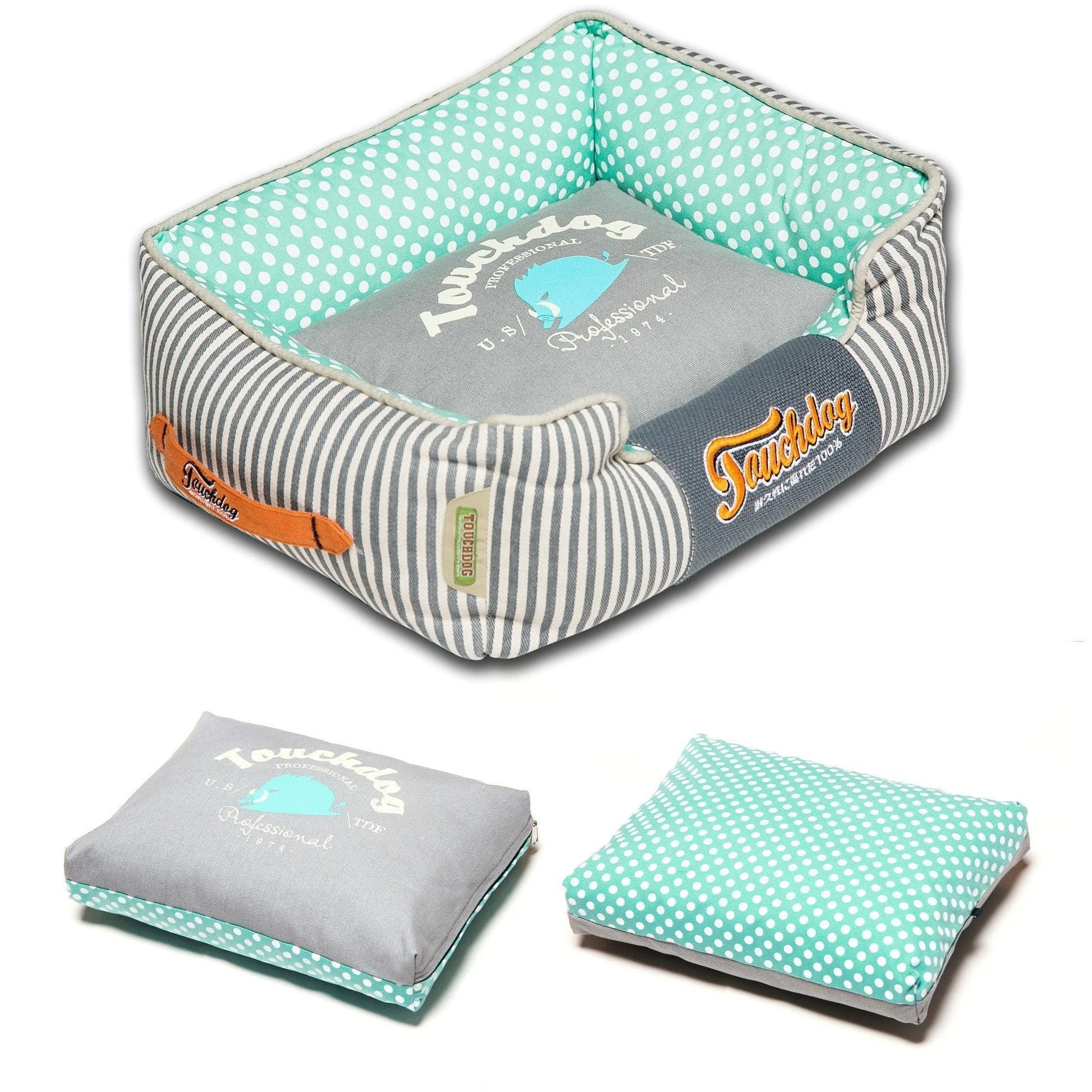 Touchdog ® 'Polka-Striped' Rectangular Designer Premium Dog Bed - Image 5