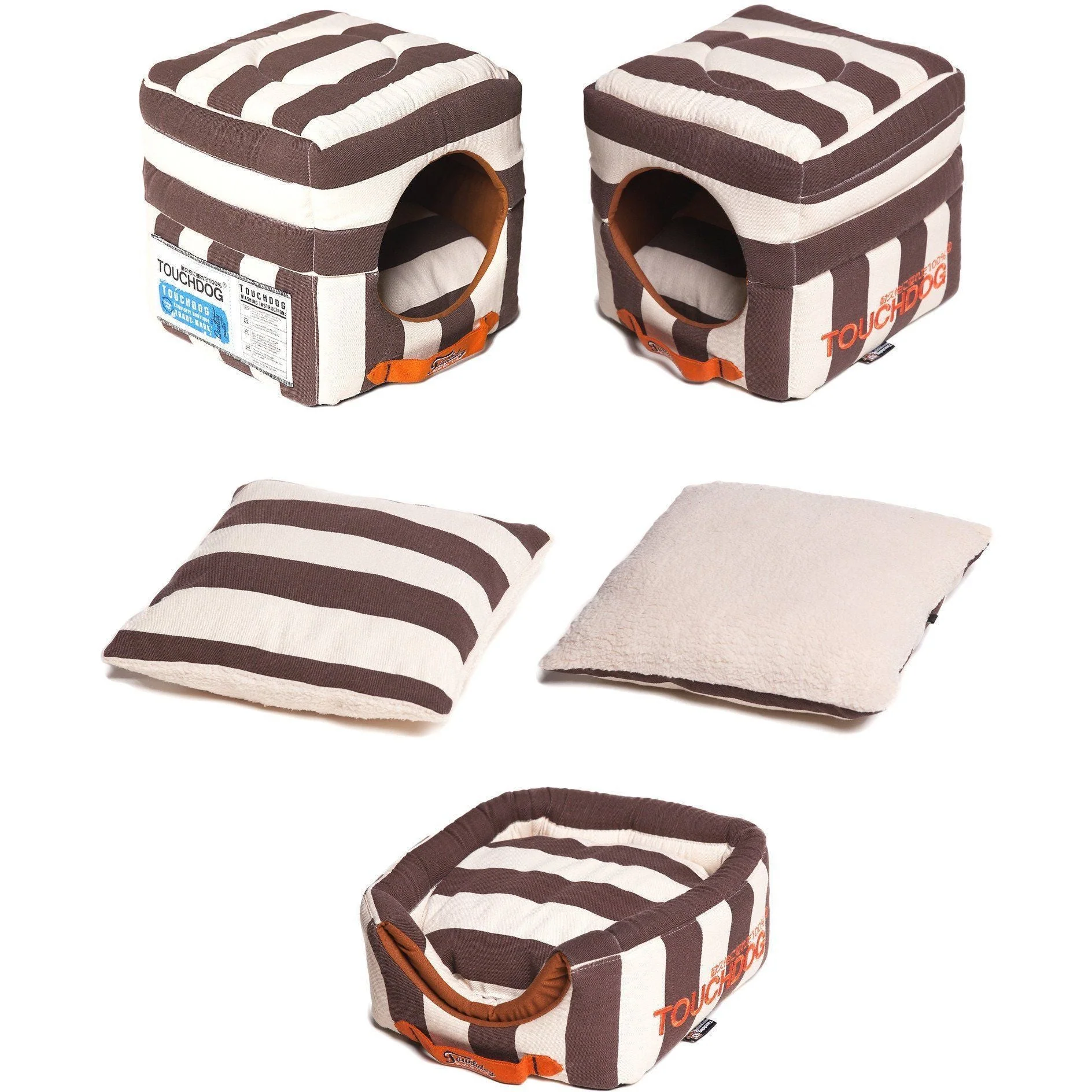 Touchdog ® 'Polo-Striped' 2-in-1 Convertible and Collapsible Dog and Cat Bed - Image 5