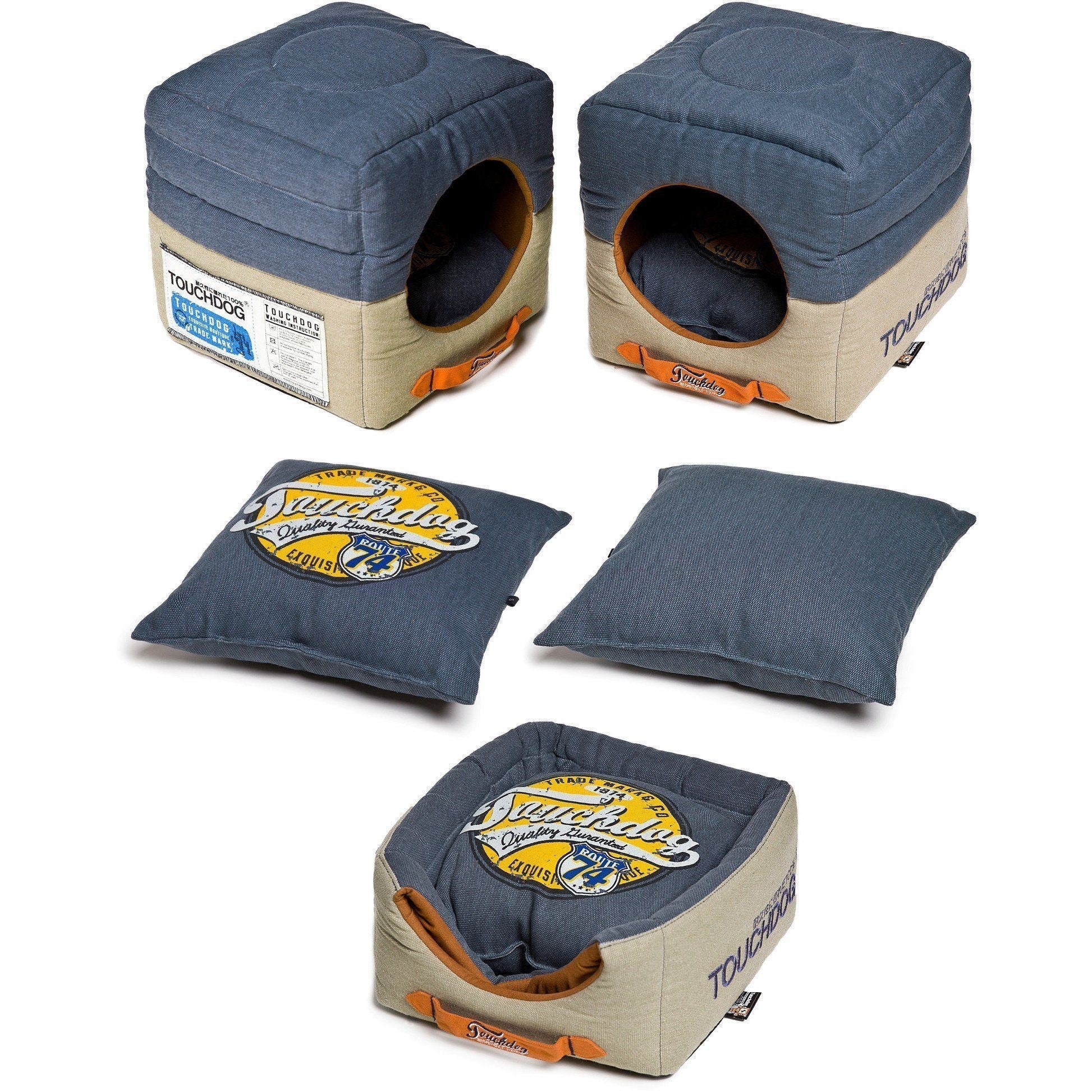 Touchdog ® 'Vintage Squared' 2-in-1 Convertible and Collapsible Dog and Cat Bed - Image 4
