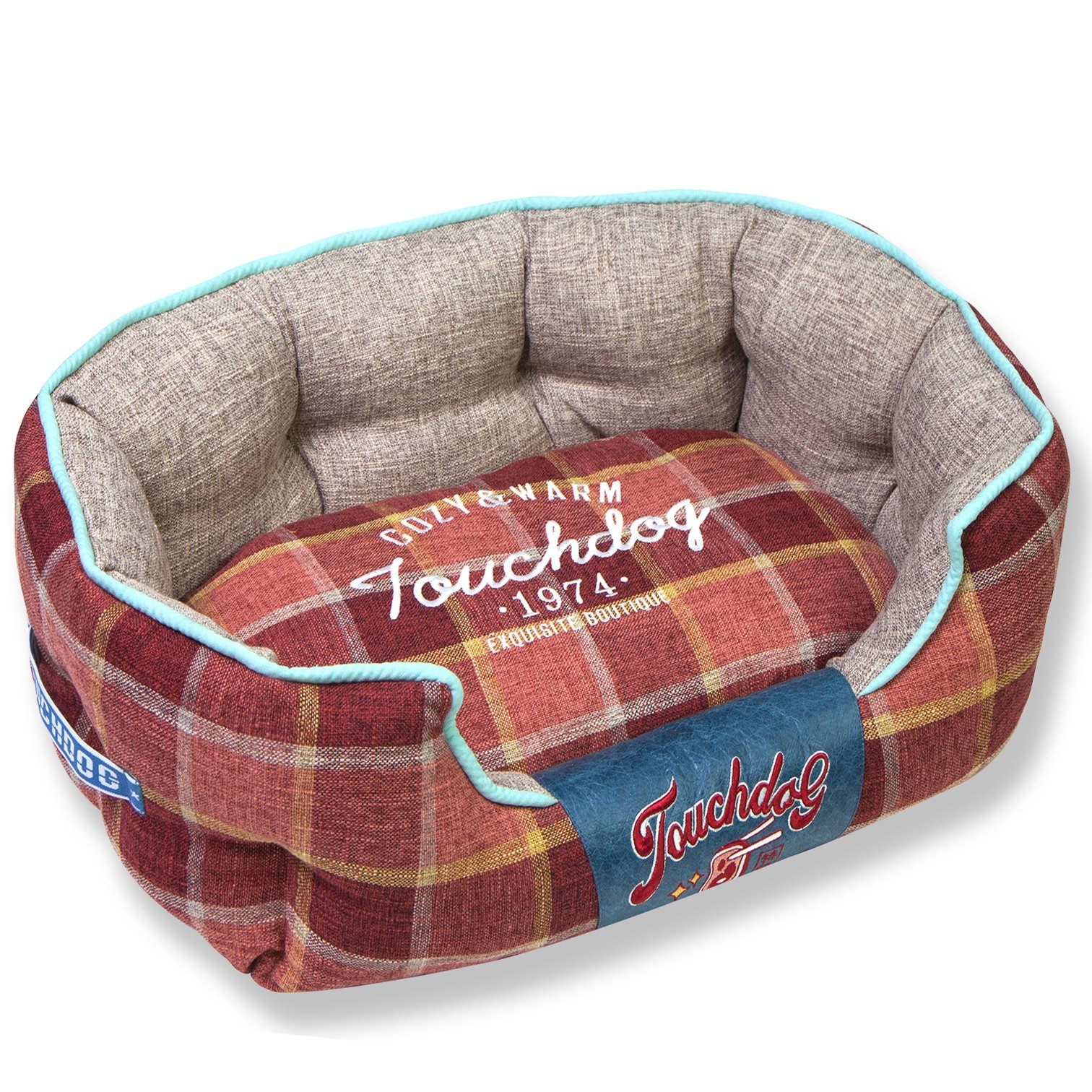 Touchdog 'Archi-Checked' Designer Plaid Oval Dog Bed - Image 7