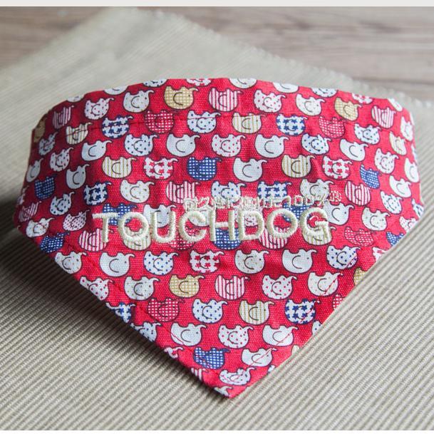 Touchdog Elephant Patterned Hook-and-Loop Fashion Dog Bandana - Image 3