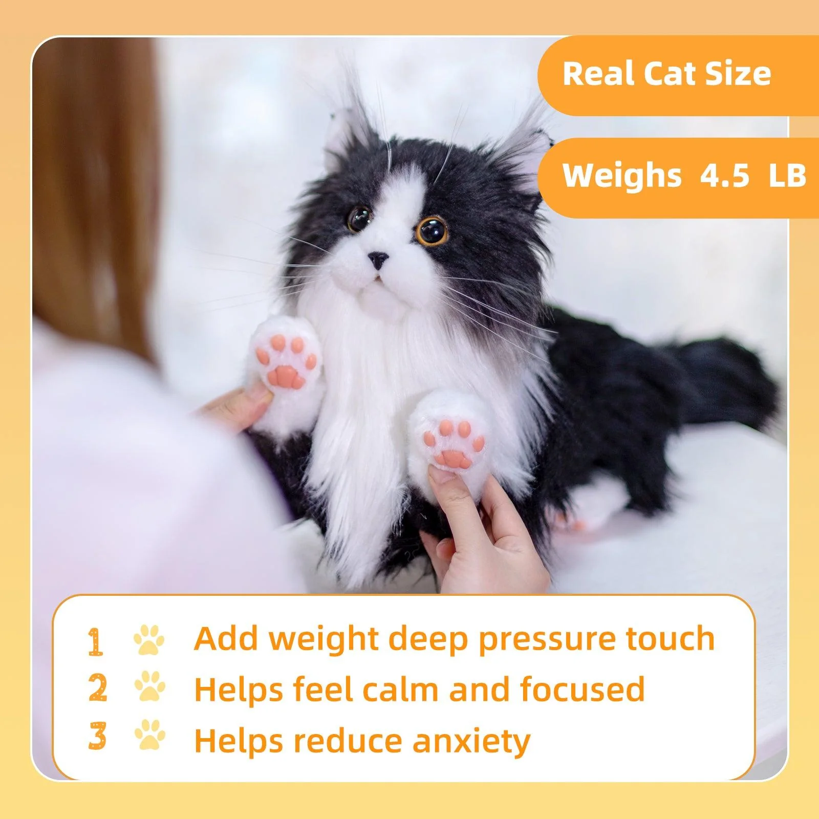 Tuxedo Weighted Plush – Realistic Companion Cat for Adults - Image 8