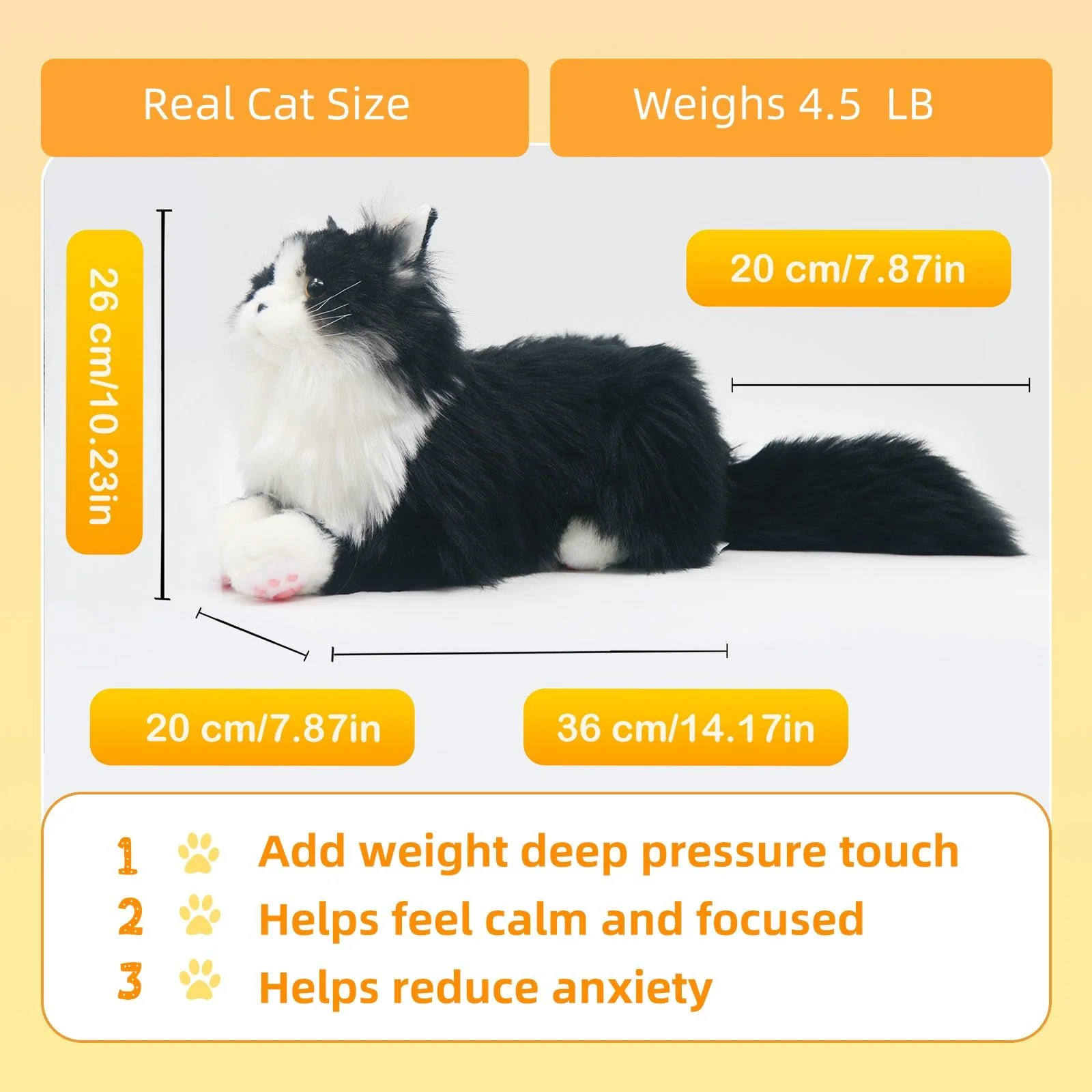 Tuxedo Weighted Plush – Realistic Companion Cat for Adults - Image 9