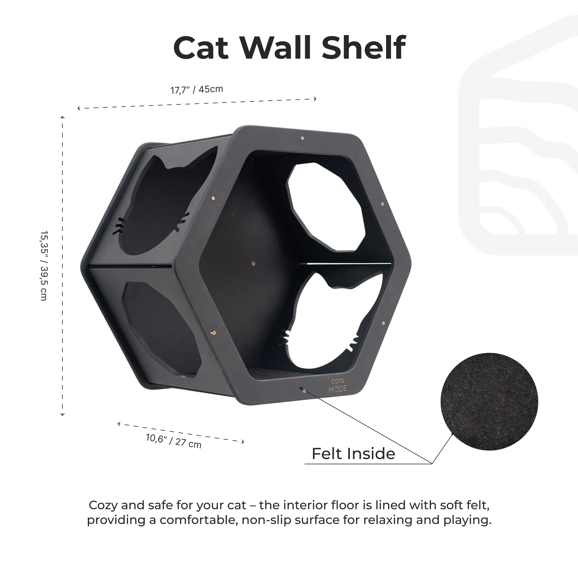 Wall Mount Cat Shelves Black - Image 5