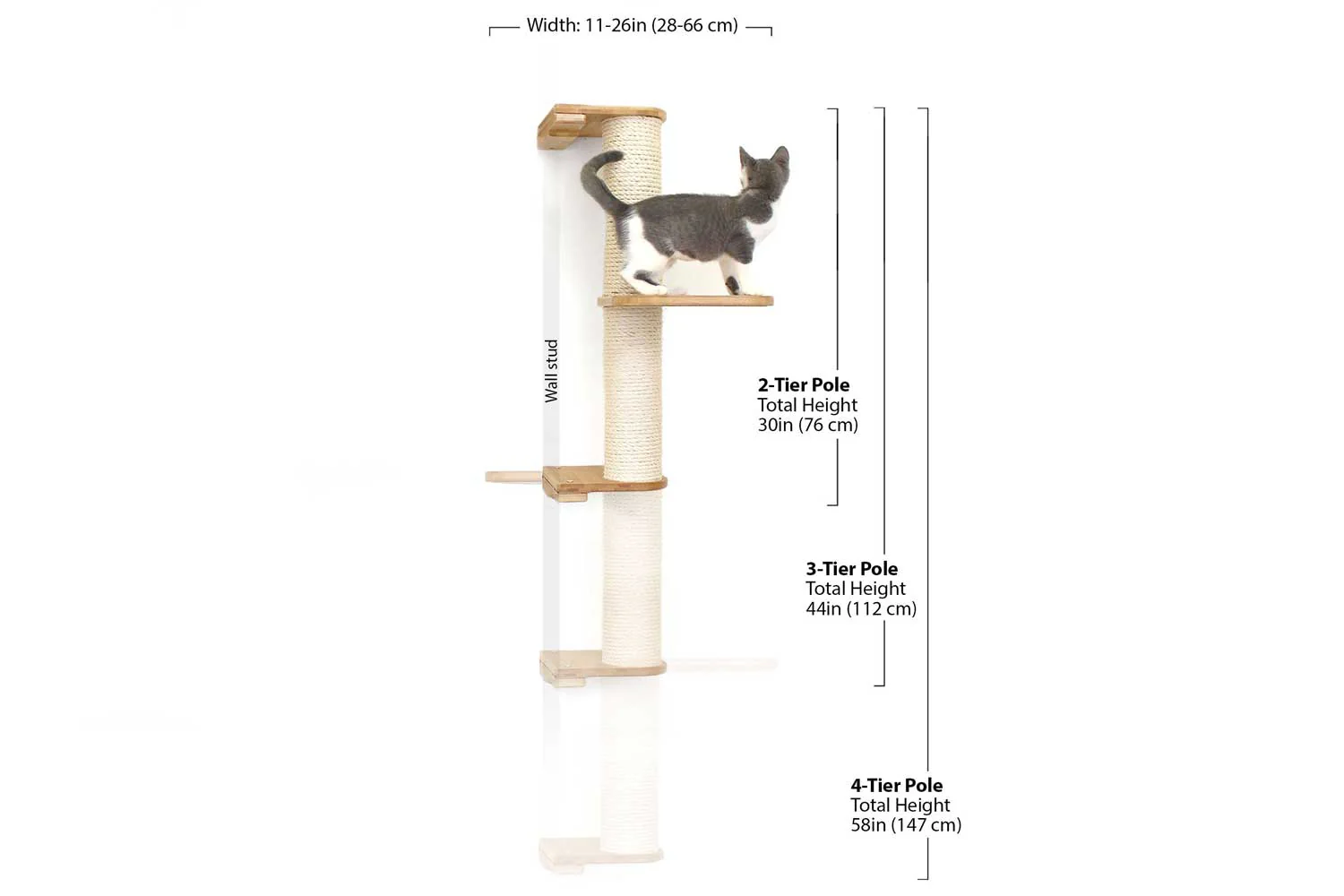 Wall Mounted Cat Climbing Pole - Sisal - Image 3
