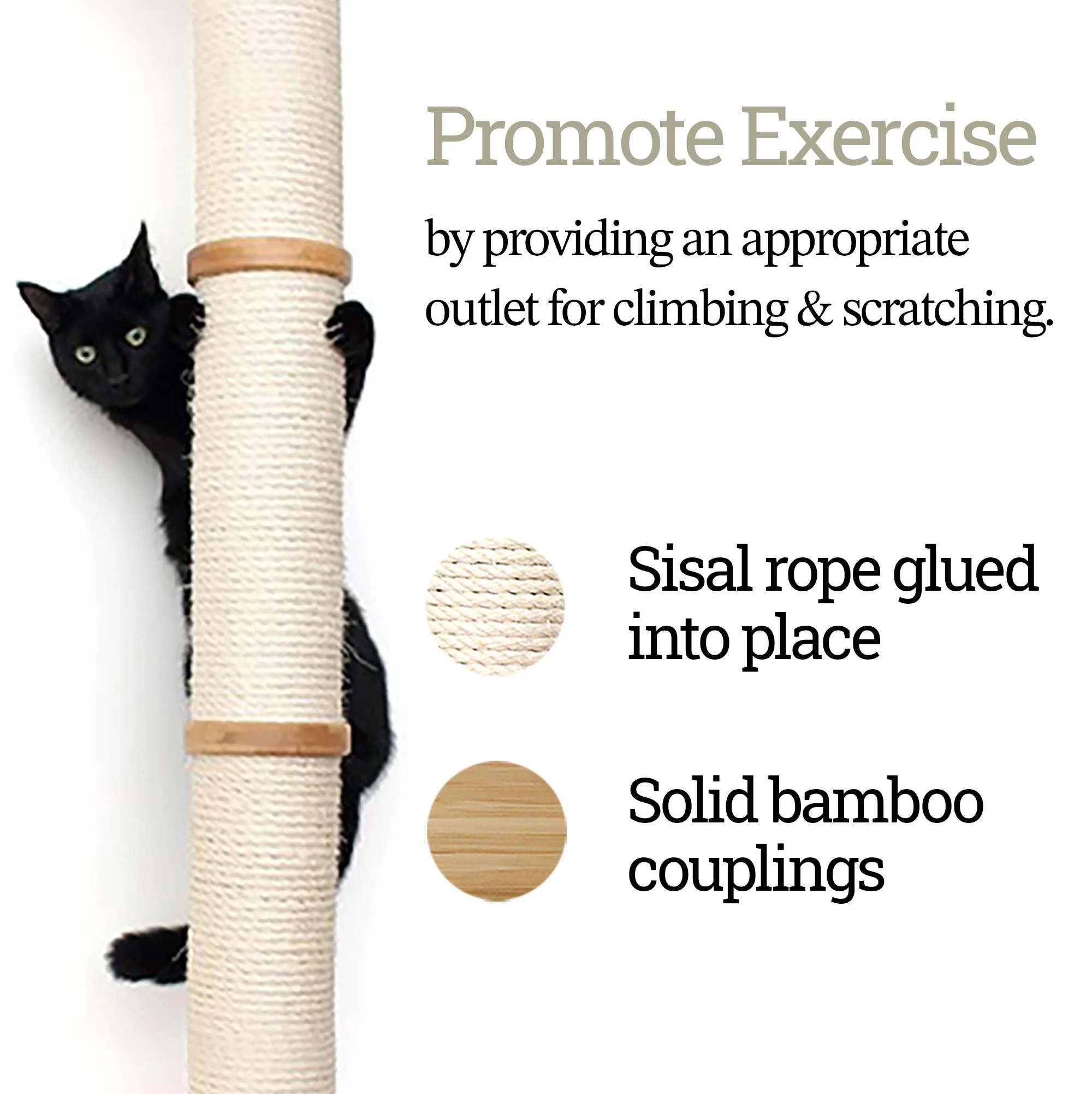 Wall Mounted Cat Climbing Pole - Sisal - Image 6