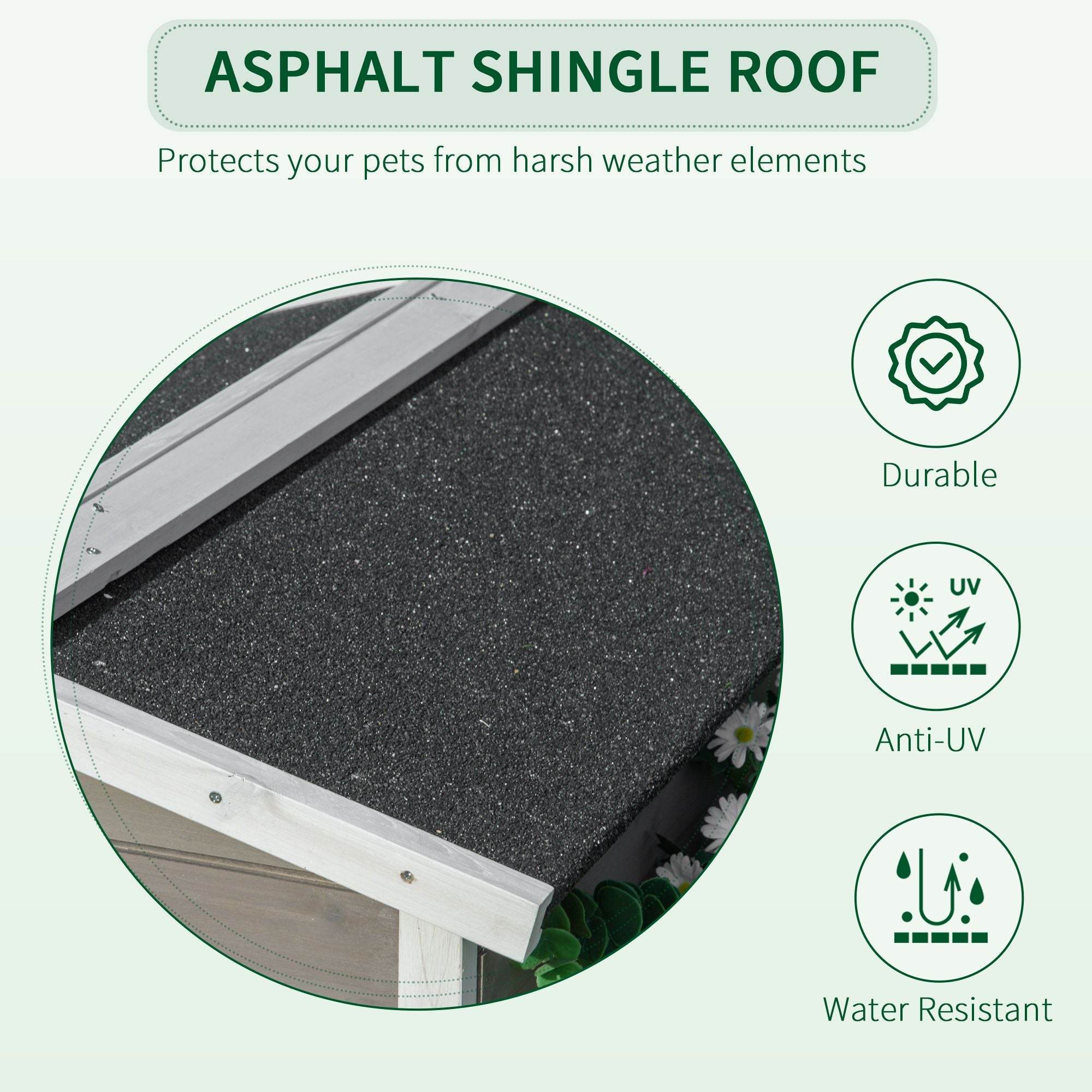 Weatherproof Outdoor Cat House with Porch & Escape Door - Feral Cat Shelter with Plant Stand | Dark Grey/White Wood Construction - Image 5