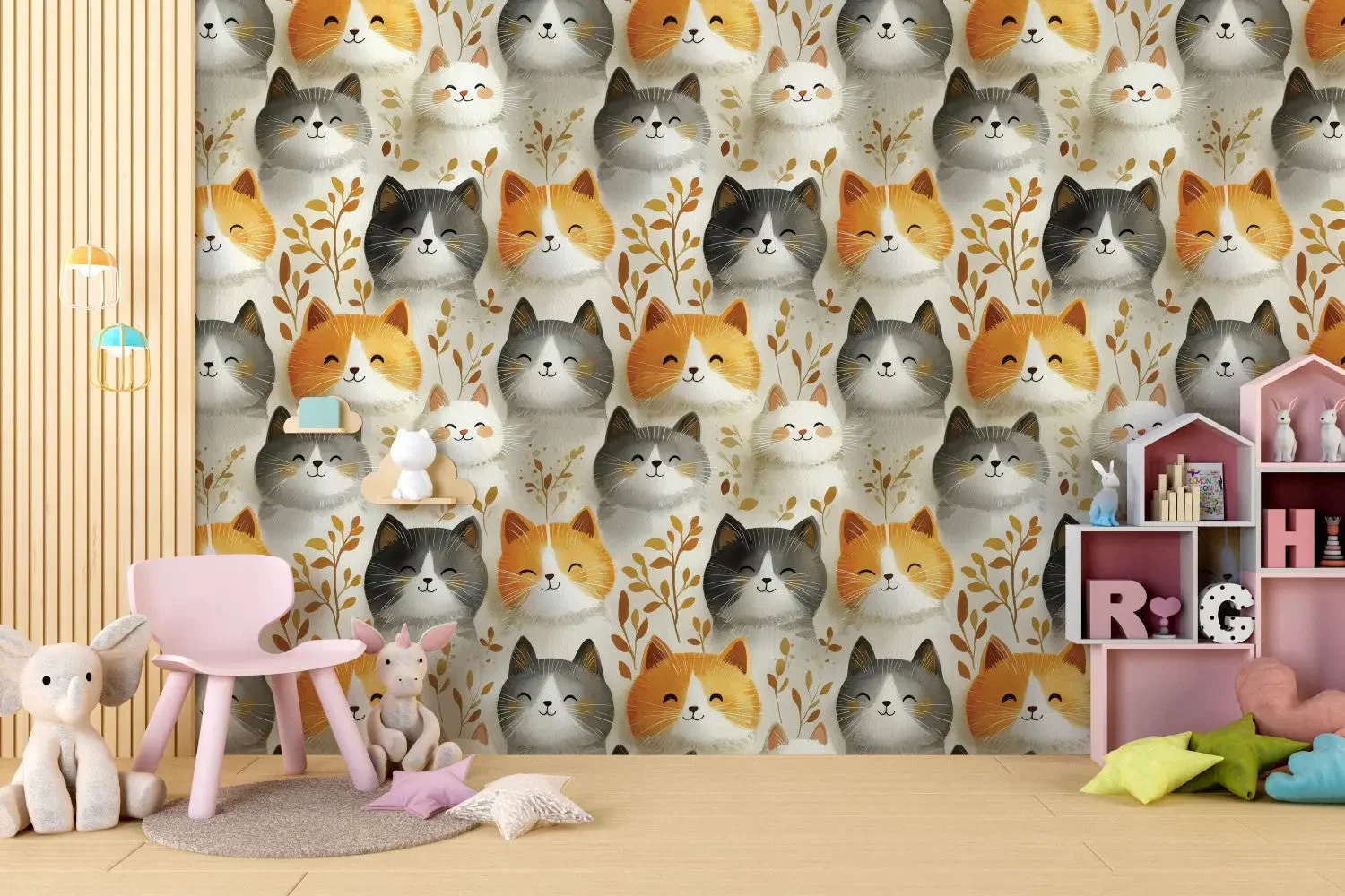 Whispering Whiskers & Leaves Wallpaper - Image 4