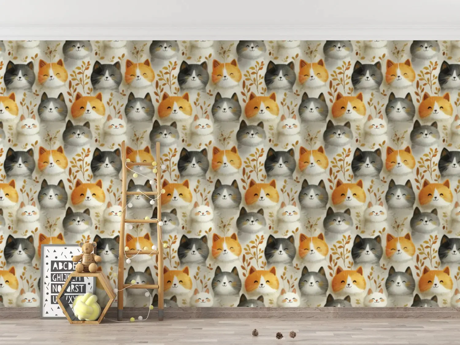 Whispering Whiskers & Leaves Wallpaper - Image 5