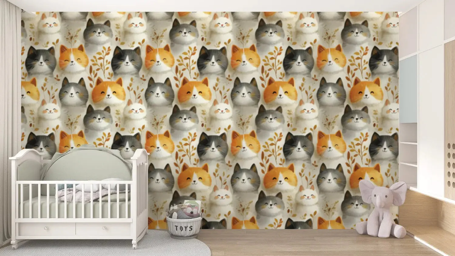 Whispering Whiskers & Leaves Wallpaper - Image 6