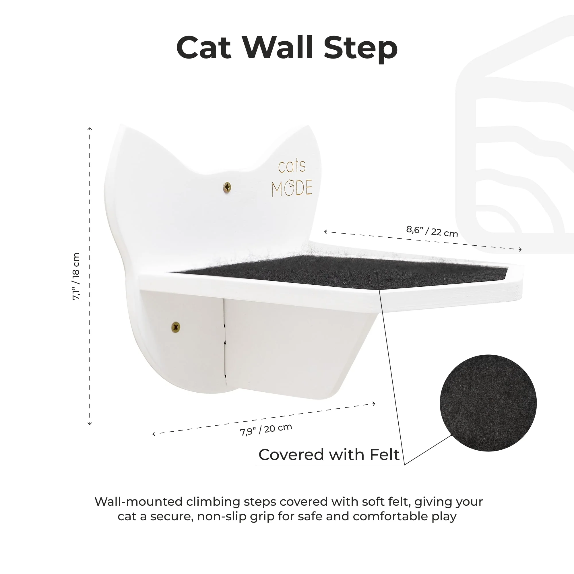 Wooden Cat Step - White - Image 4