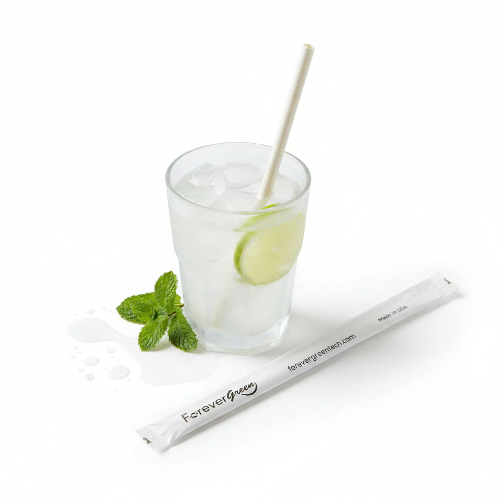 Wrapped 10.25'' x 0.27'' Compostable White Giant Drinking Straws - 1,850 Count - Image 5