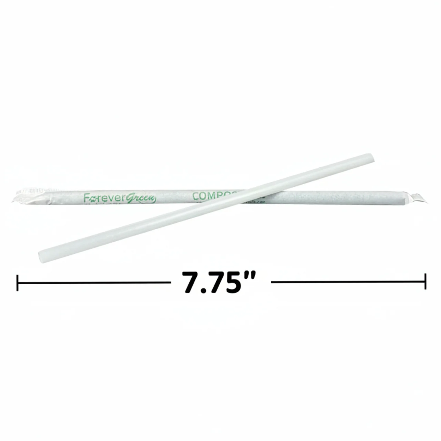 Wrapped 7.75'' x 0.24'' Compostable White Jumbo Drinking Straws - 2,500 Count - Image 2