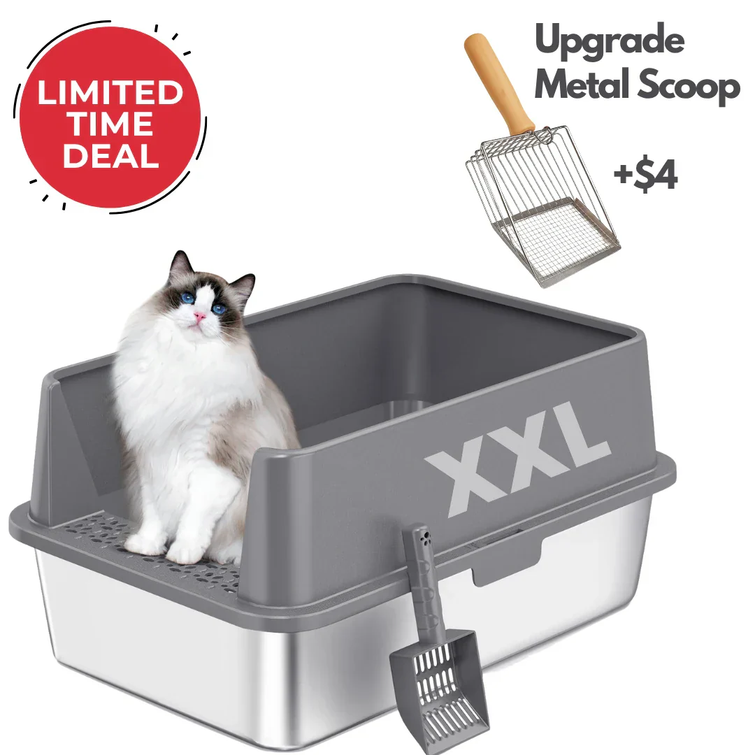 XXL Stainless Steel Cat Litter Box with Lid – High Sides, Low Entry, Easy to Clean, Odor-Free, Anti-Leak | Buy 2 & Save $10 - Image 14