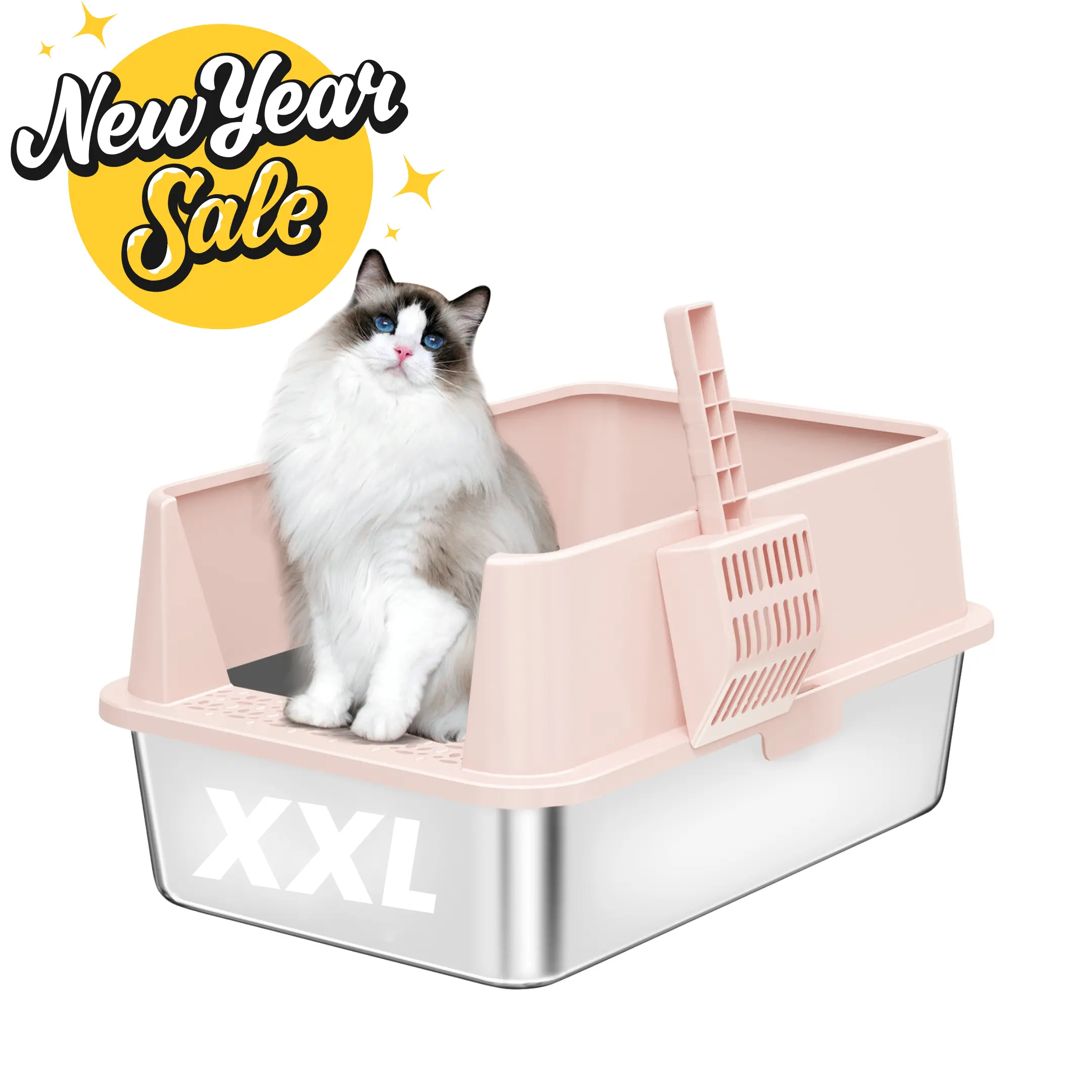 XXL Stainless Steel Cat Litter Box with Lid – High Sides, Low Entry, Easy to Clean, Odor-Free, Anti-Leak | Buy 2 & Save $10 - Image 26