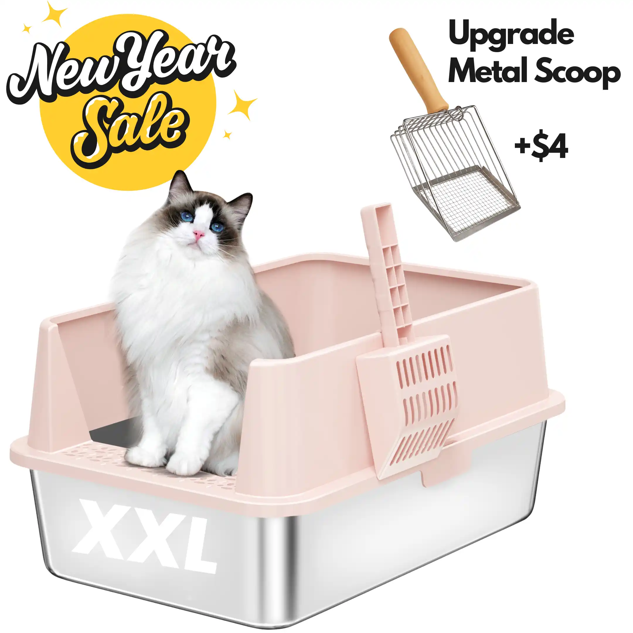 XXL Stainless Steel Cat Litter Box with Lid – High Sides, Low Entry, Easy to Clean, Odor-Free, Anti-Leak | Buy 2 & Save $10 - Image 27