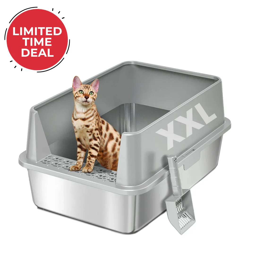 XXL Stainless Steel Cat Litter Box with Lid – High Sides, Low Entry, Easy to Clean, Odor-Free, Anti-Leak | Buy 2 & Save $10 - Image 8